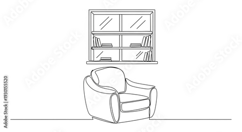 Armchair and Bookshelf Interior Design.