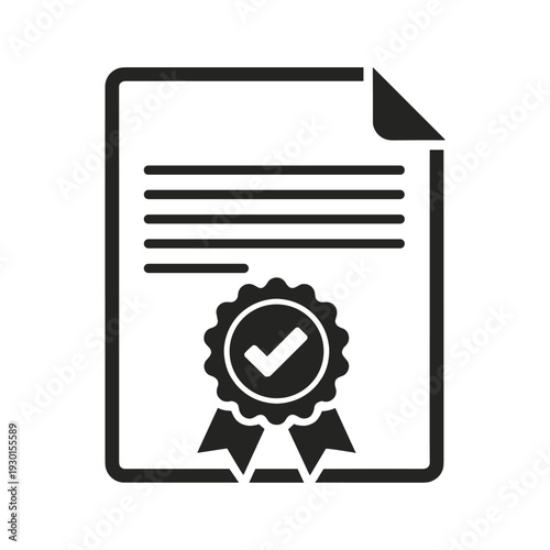 Certificate document with approval checkmark icon