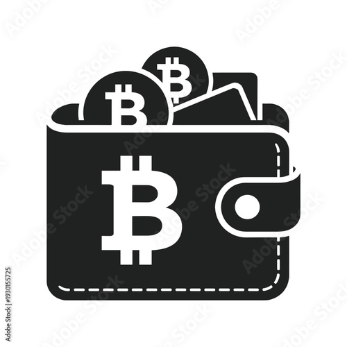 Bitcoin digital wallet with cryptocurrency coins and cards
