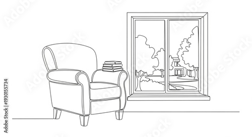 Armchair and Side Table Illustration.
