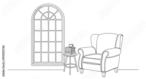 Armchair and Window Illustration.