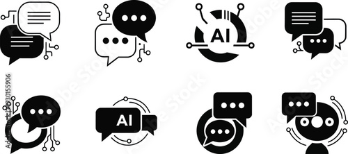 Set of 8 chatbot icons vector