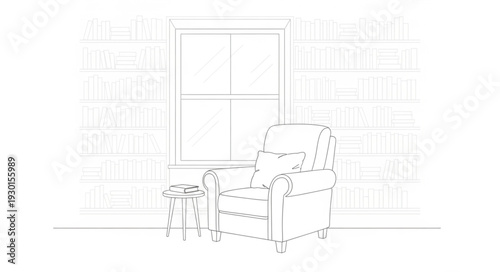 Armchair with Blanket and Pillow.