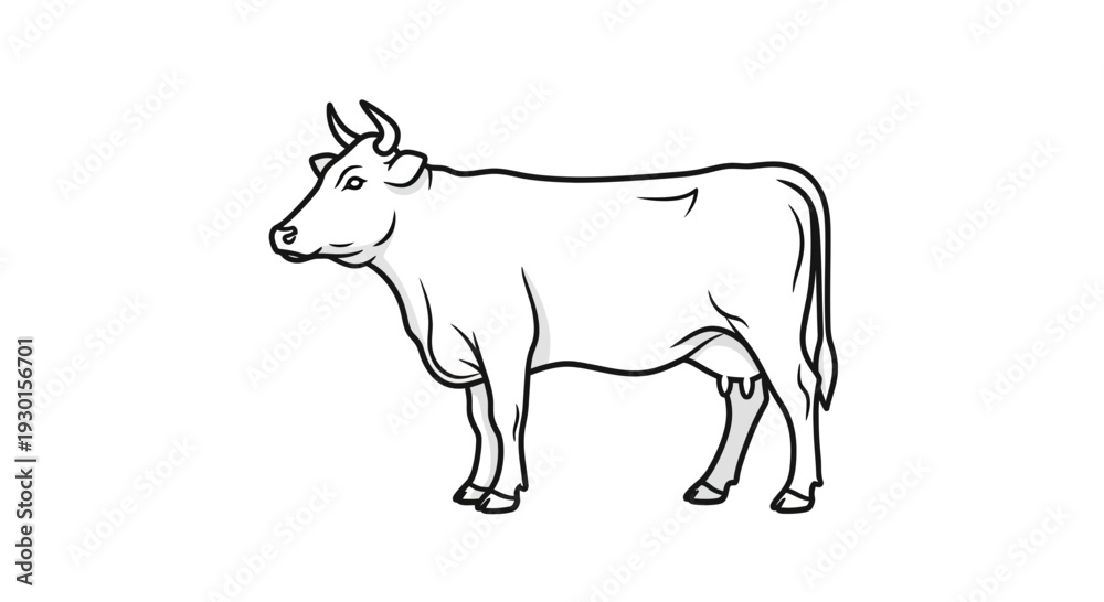 Fototapeta premium Simple Line Drawing of a Cow 1.