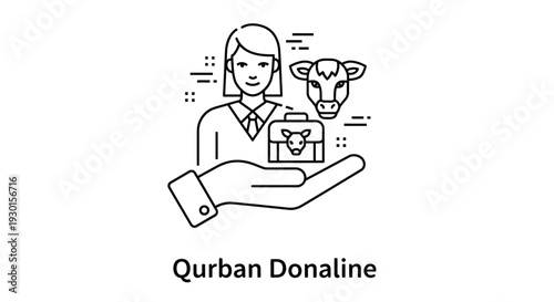 Woman Holding Cow Head and Box.