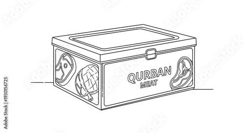 Vintage Lunchbox with Cuban Meat Illustration.