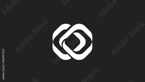 Interlocking geometric shapes forming a continuous loop.