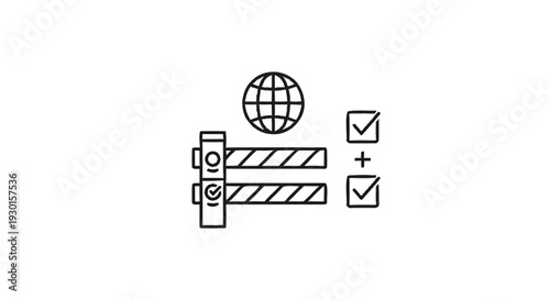 International Border Crossing and Travel Approval Icons.