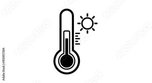 Thermometer illustration showing high temperature in sunny weather
