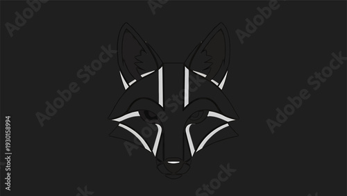 Minimalist abstract wolf head logo design on black background.