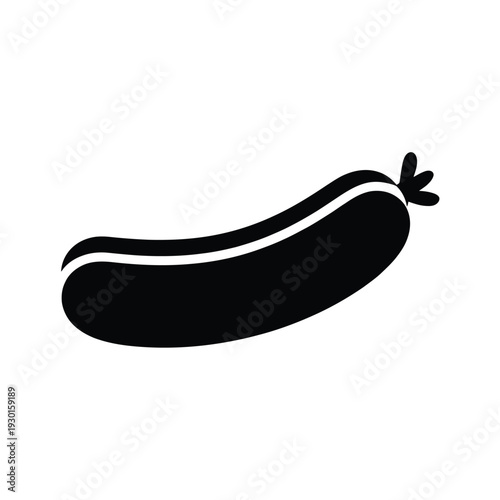 Simple black and white icon of a single plump sausage