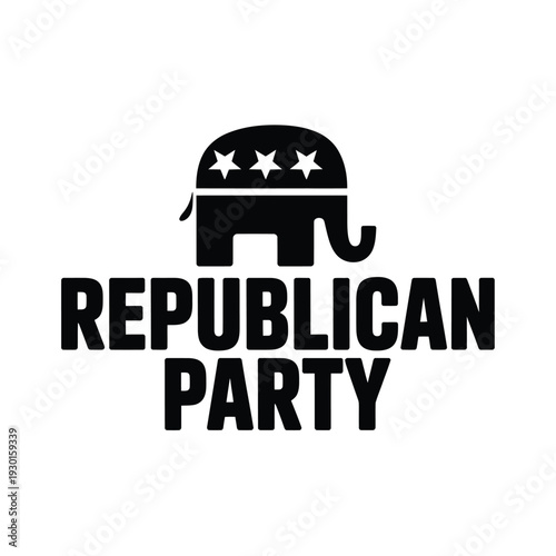 Black silhouette of a republican elephant with the party s name