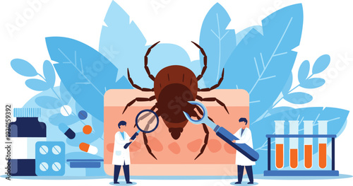 Tick Research and Laboratory Analysis Illustration