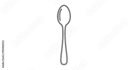 Simple Line Drawing of a Spoon on a White Background