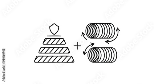 Layered Pyramid with Shield and Coiled Springs.