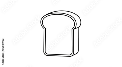 Simple Line Art Icon of a Slice of Bread, Minimalist Food Graphic
