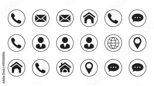 Essential Communication and Contact Vector Icons Collection