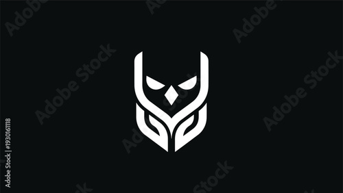 Minimalist Owl Logo Design Abstract Geometric Style.