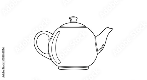 Simple Line Drawing of a Classic Teapot with Handle and Spout