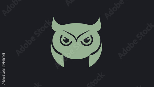Minimalist Owl Logo Design with Intense Eyes.