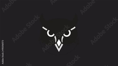 Minimalist Owl Face Logo Design Vector Art.