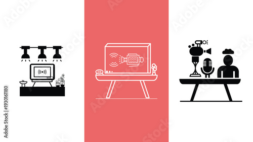Professional camera and microphone setup for modern content creation studio
