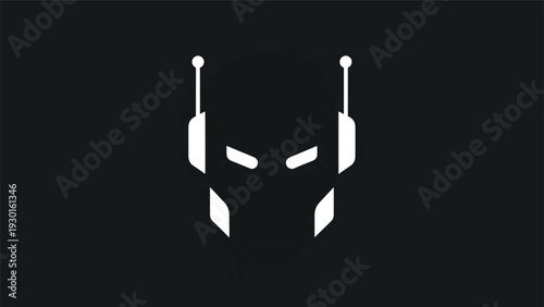 Minimalist Robot Head Icon With Antennas and Glowing Eyes.