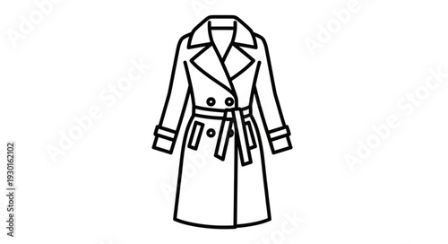 Black and White Trench Coat Illustration.