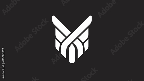 Minimalist white abstract owl wings logo design.