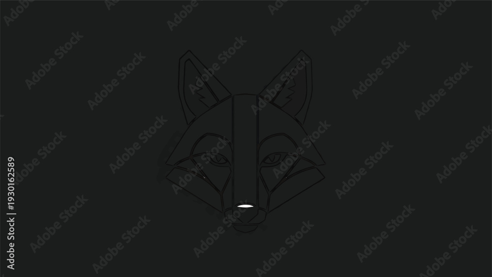 Fototapeta premium Minimalist Fox Head Outline on Black Background.