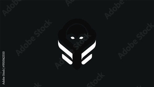 Minimalist Futuristic Mask with Glowing Eyes and Stripes.