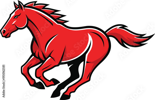 Running red horse mascot dynamic stallion logo vector illustration isolated on white background