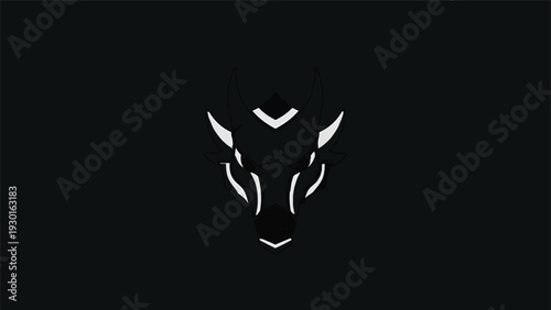 Minimalist White Dragon Head Logo Design on Black Background.