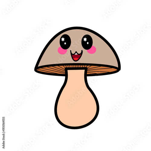 mushroom kawaii cute vegetable useful for sticker preschool worksheet kids printable.eps