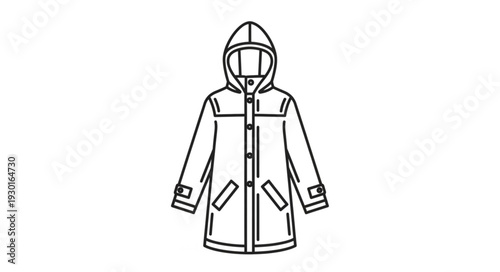 Black and White Winter Parka Illustration.
