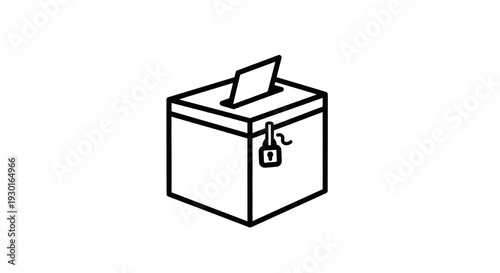 Secure Ballot Box with Lock and Slot for Voting or Election Concept