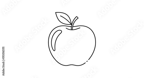 Simple Line Art Apple Icon, Minimalist Fruit Drawing, Healthy Food Symbol