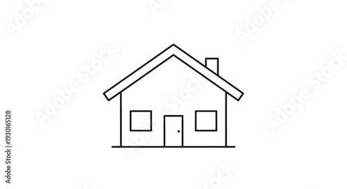 Simple House Icon Outline Vector Art, Minimalist Home Symbol for Real Estate and Design