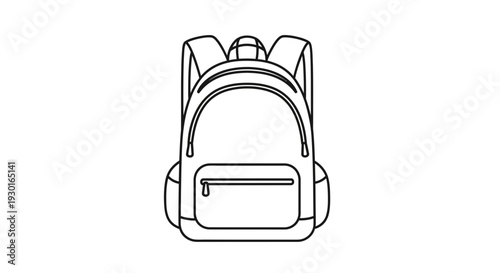 Simple Line Art Backpack Icon - Minimalist School Bag Vector Illustration