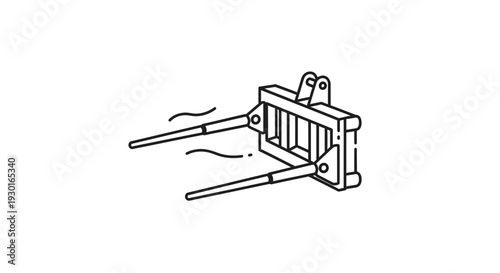 Farm Bale Spear Attachment for Tractor Loader - Line Art Icon