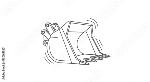 Excavator Bucket Line Art Icon - Construction Equipment Detail