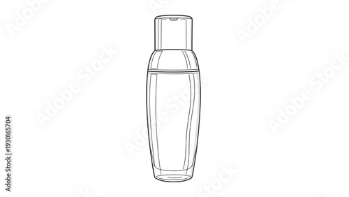 Tall and slender cosmetic bottle or perfume flask shown in a detailed line art drawing against a plain white background.