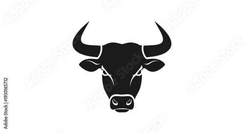 Black Bull Head Silhouette Icon.