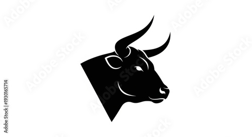 Black Bull Head Silhouette Icon.