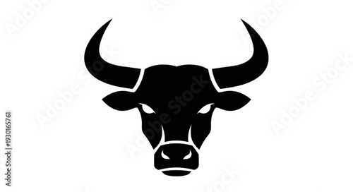 Black Bull Head Silhouette Illustration.