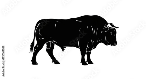 Black Bull Silhouette Profile View.