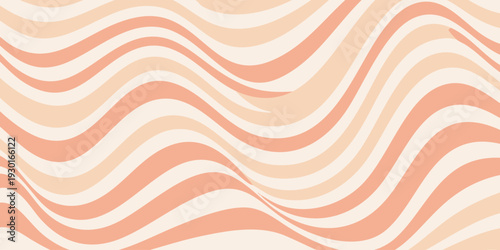 Wavy lines pattern in shades of peach and cream, abstract background, close-up view
