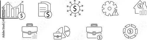 Finance, portfolio and data visualization icon vector. Automated Financial Process Icon. for  for analytics, financial planning, productivity, documents, home, settings, finance, tools.