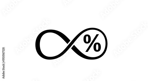 Infinity Symbol with Percent Sign - Concept of Unlimited Growth or Infinite Discount