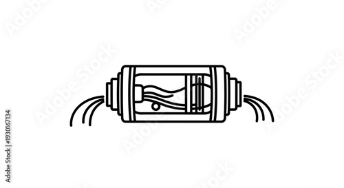 Inline Water Filter Cartridge with Flowing Water Lines